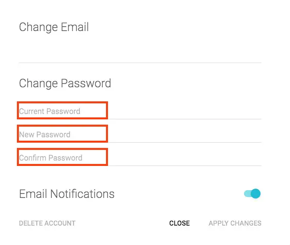 Change Password Modal