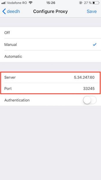 IOS Proxy Settings