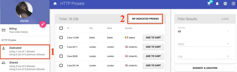 Proxy Dashboard