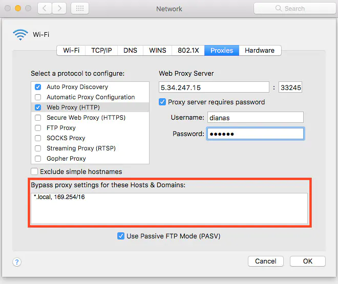 how to configure safari browser for proxy servers