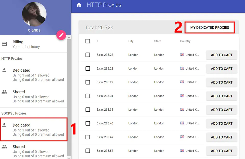 Socks5 Dashboard